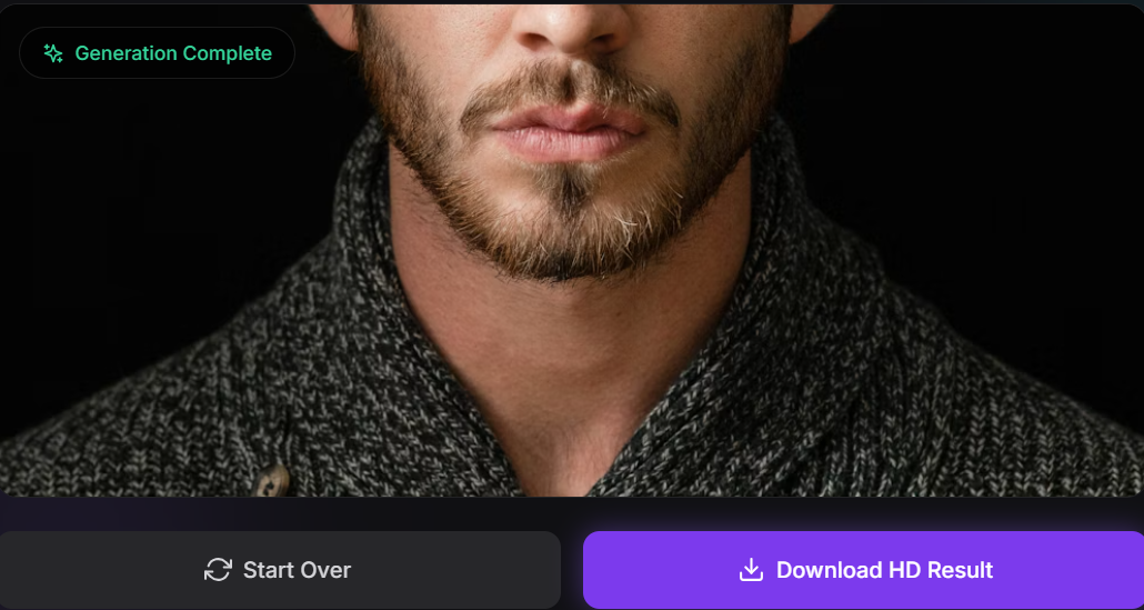 Step 3: Final AI generated face to face morph result - seamless hybrid face ready for download